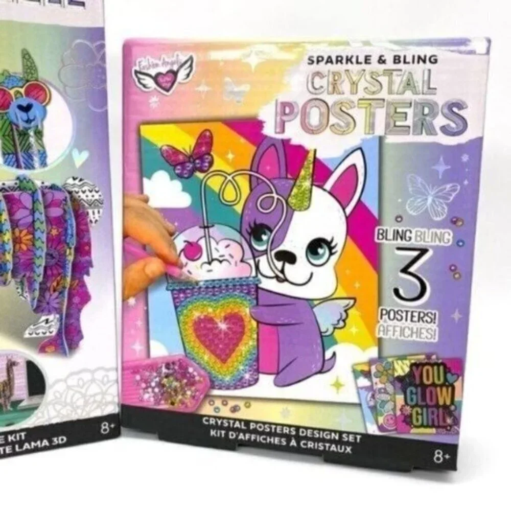 Fashion Angels 3D Llama Puzzle Kit and Crystal Posters Design Art Set New